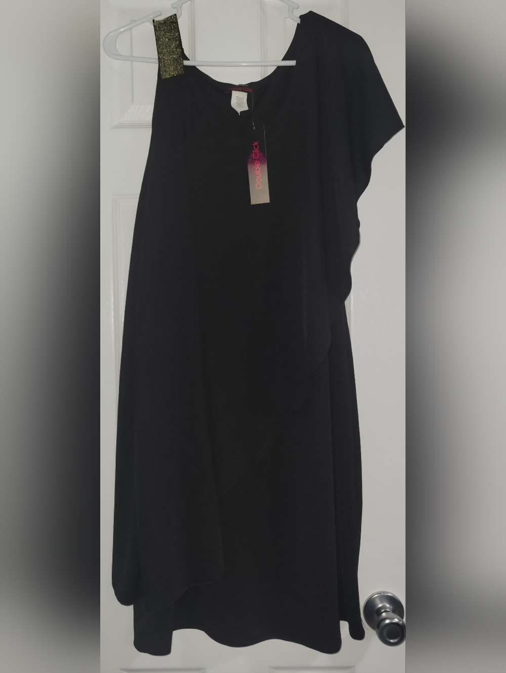 bebe One-Shoulder Black Midi Dress